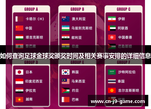 如何查询足球金球奖颁奖时间及相关赛事安排的详细信息